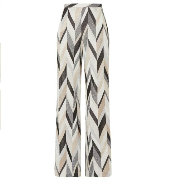 Trina Turk Asia Pants silver metallic pattern size 0 - Picture 5 of 9